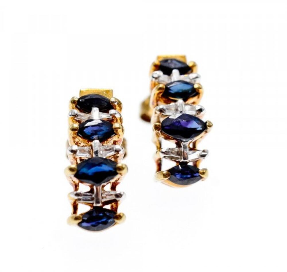 10K Yellow Gold Sapphires Earrings